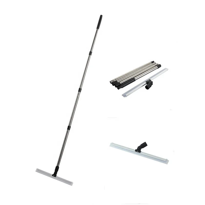 Professional Long Handle Stainless Steel Floor Squeegee Detachable Bathroom Silicone Window Cleaning Shower Wiper