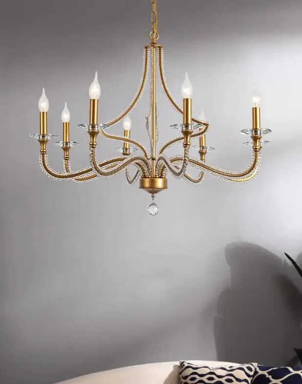 Traditional wrought iron chandelier with K9 crystal rococo restoration chandelier crystal decoration indoor pendant lamp lights