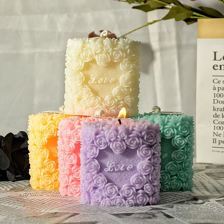 Valentines Day Hot Sale Lovely Heart Shape Atmosphere Aromatherapy Candle gifts flower cluster shape customizable packaging