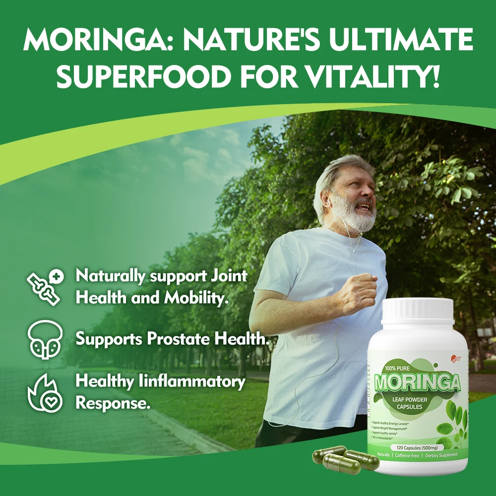 High Quality Moringa Capsules Supports Prostate Health Natural Herbal Supplement Wholesale Bulk OEM Private Label Moringa