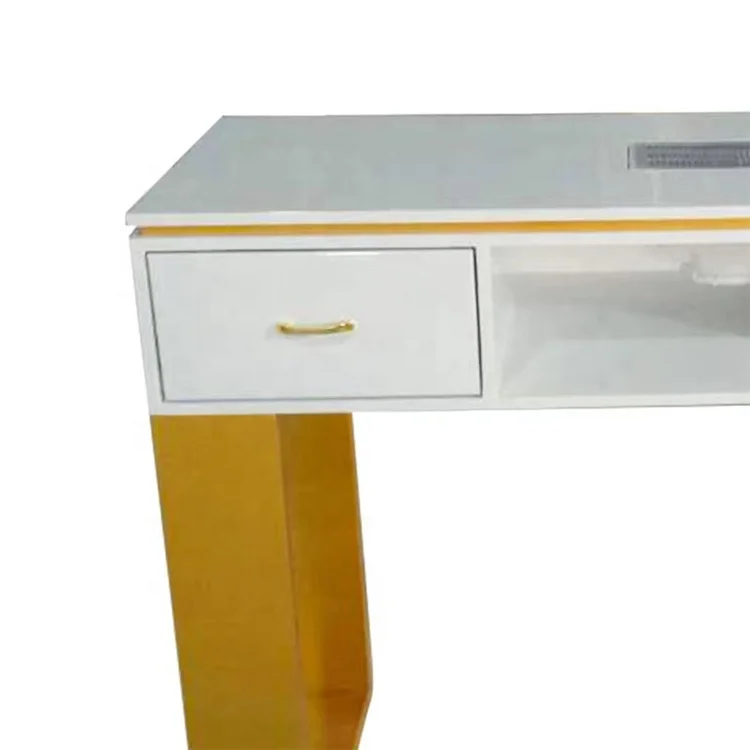 Ultra luxury gold manicure table high gloss nail salon equipment for sale