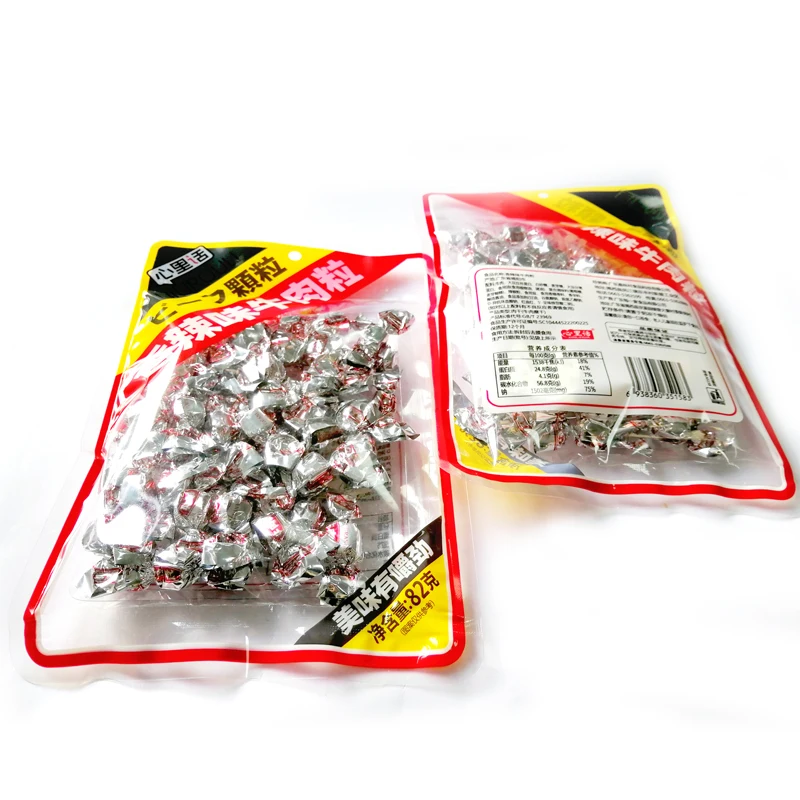 Пряный вкус из фарша закуски в супермарке, 82 г/пакет, 50 мешков/коробка, вяленая говядина, вяленая говядина