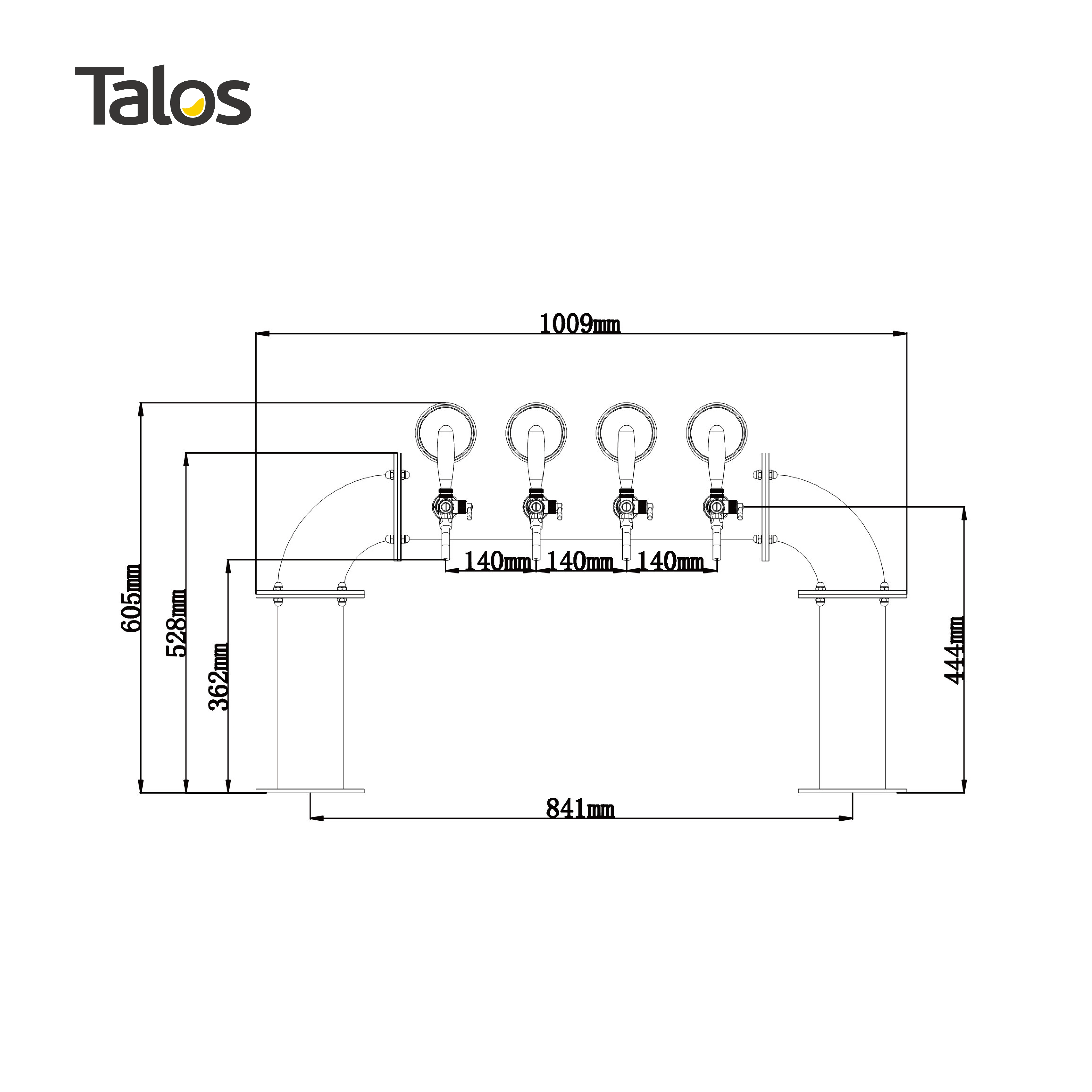 TALOS U Tower башня из нержавеющей стали 4 крана 102 мм дозирующее оборудование для пива пивная (красная бронза)