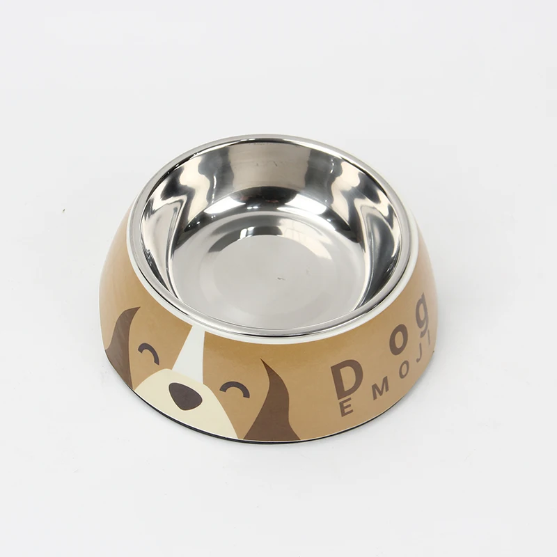 New design pet supplies bowl stainless steel double pet bowls dog food water feeder melamine round salad bowl