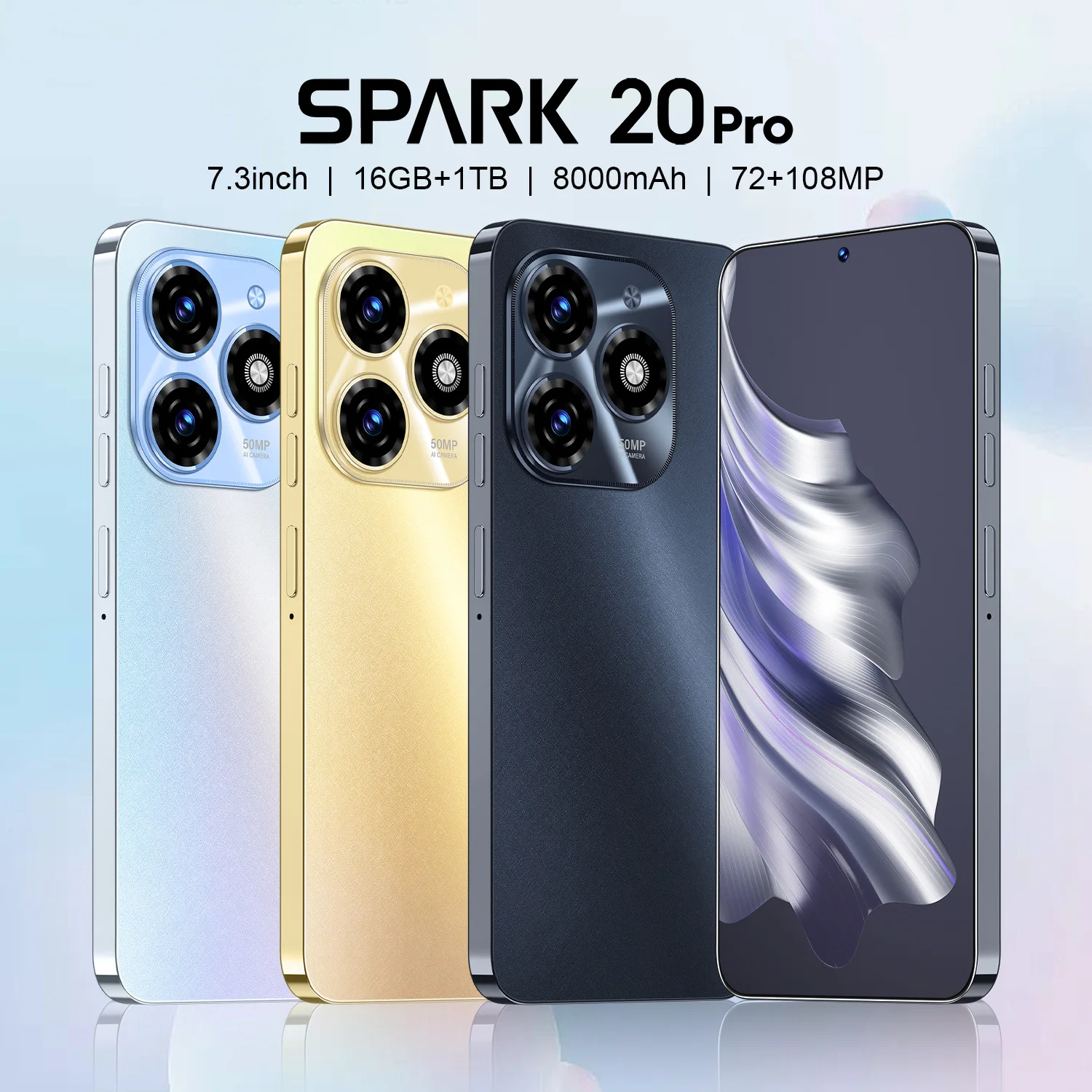 Factory direct spark 20 pro 7.3inch 16gb 1tb mobile phones cheap phones with Google play phones mobile android