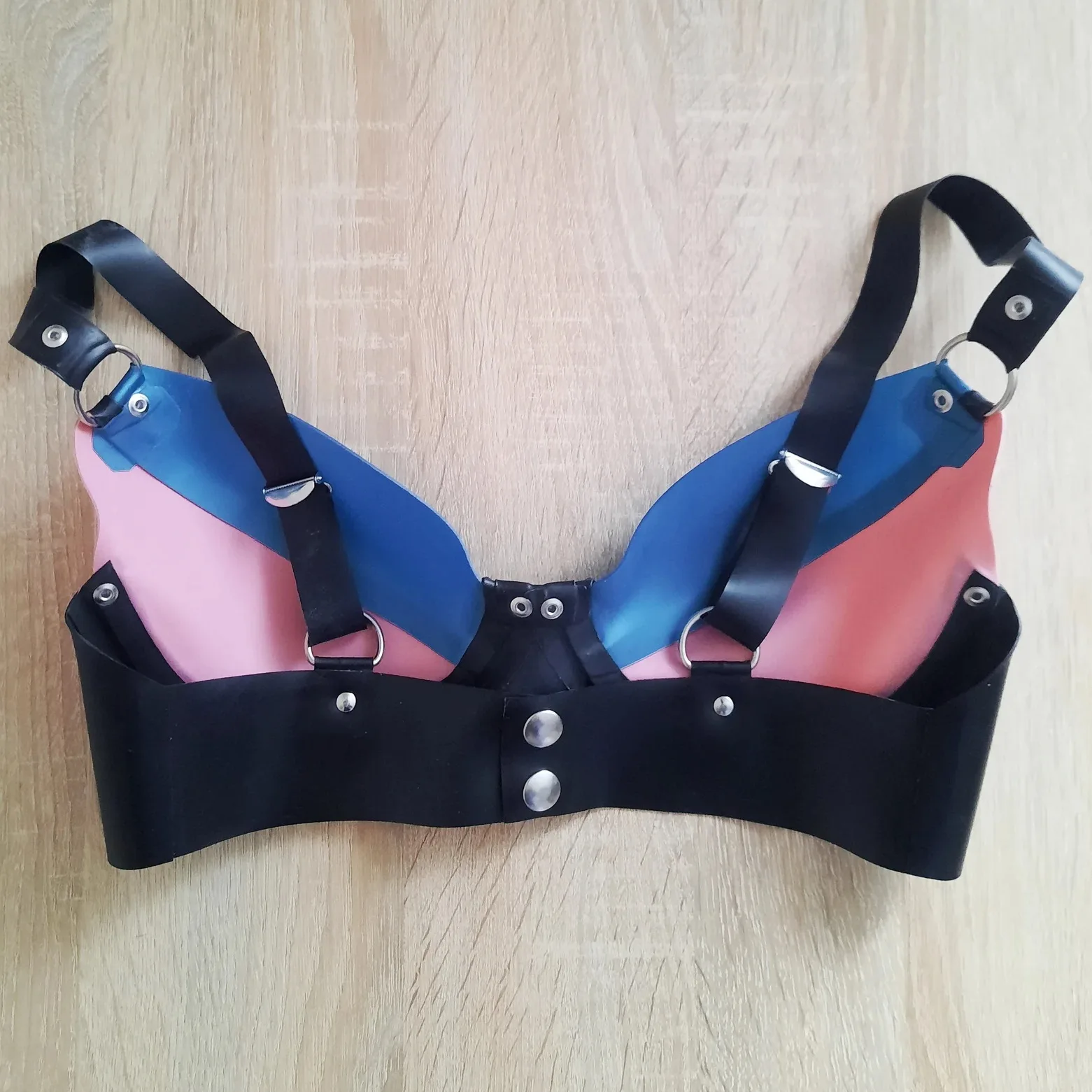 Sexy Black Latex Hood Mask Fetish Open Eyes Mouth with Hair Pieces Wig and Bow Back Zipper