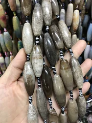 14x40mm DIY Jewelry Making Material Natural Stripe Agate Long Barrel DZI Loose Beads