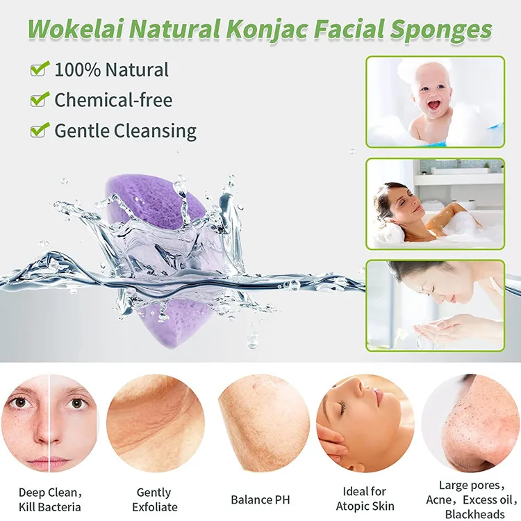 Private Label Konjac Sponge Organic,Face Cleansing Makeup Remover Exfoliating Konjac Beauty Sponges