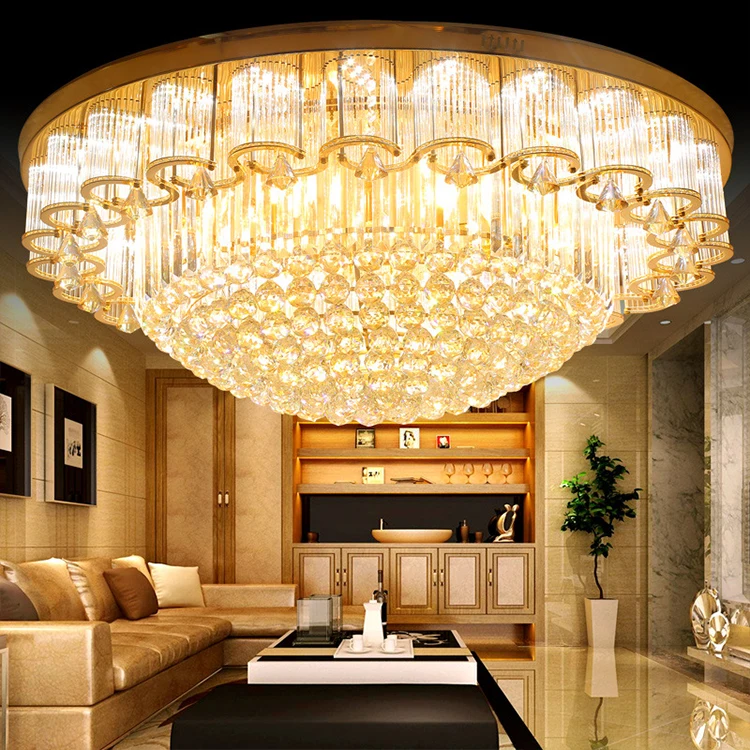 Luxury Led Round Crystal Chandelier Design Living Room Home Decor Lighting Decorating Ceiling Lamp  For Indoor Home Lighting
