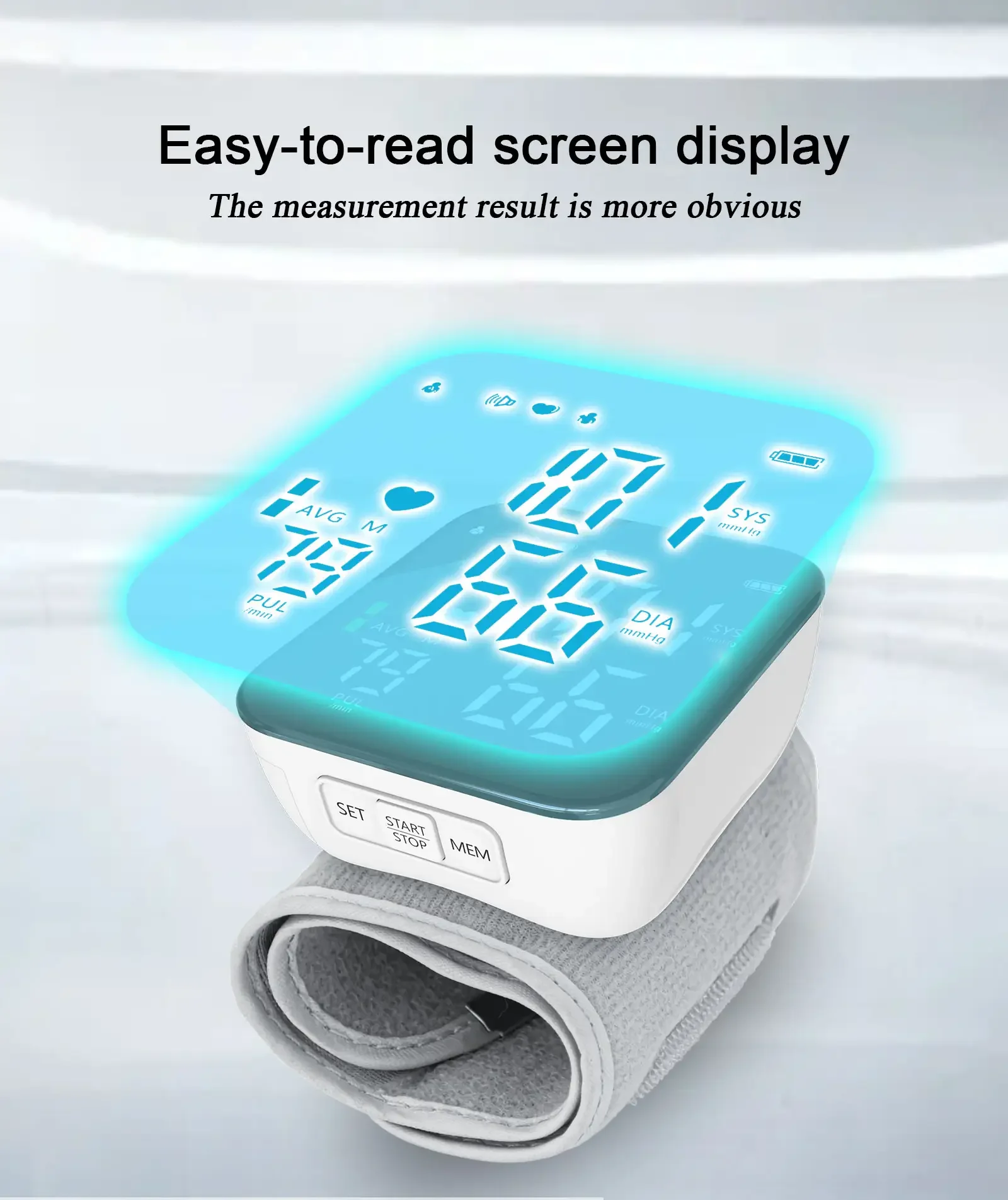 Factory wholesale digital wrist blood pressure monitors led rechargeable wrist blood pressure monitor