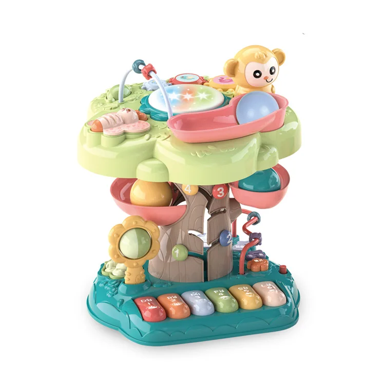 Multifunctional Children Early Educational Piano Drum Function Baby Preschool Educational Play Tree Toy With Light Music