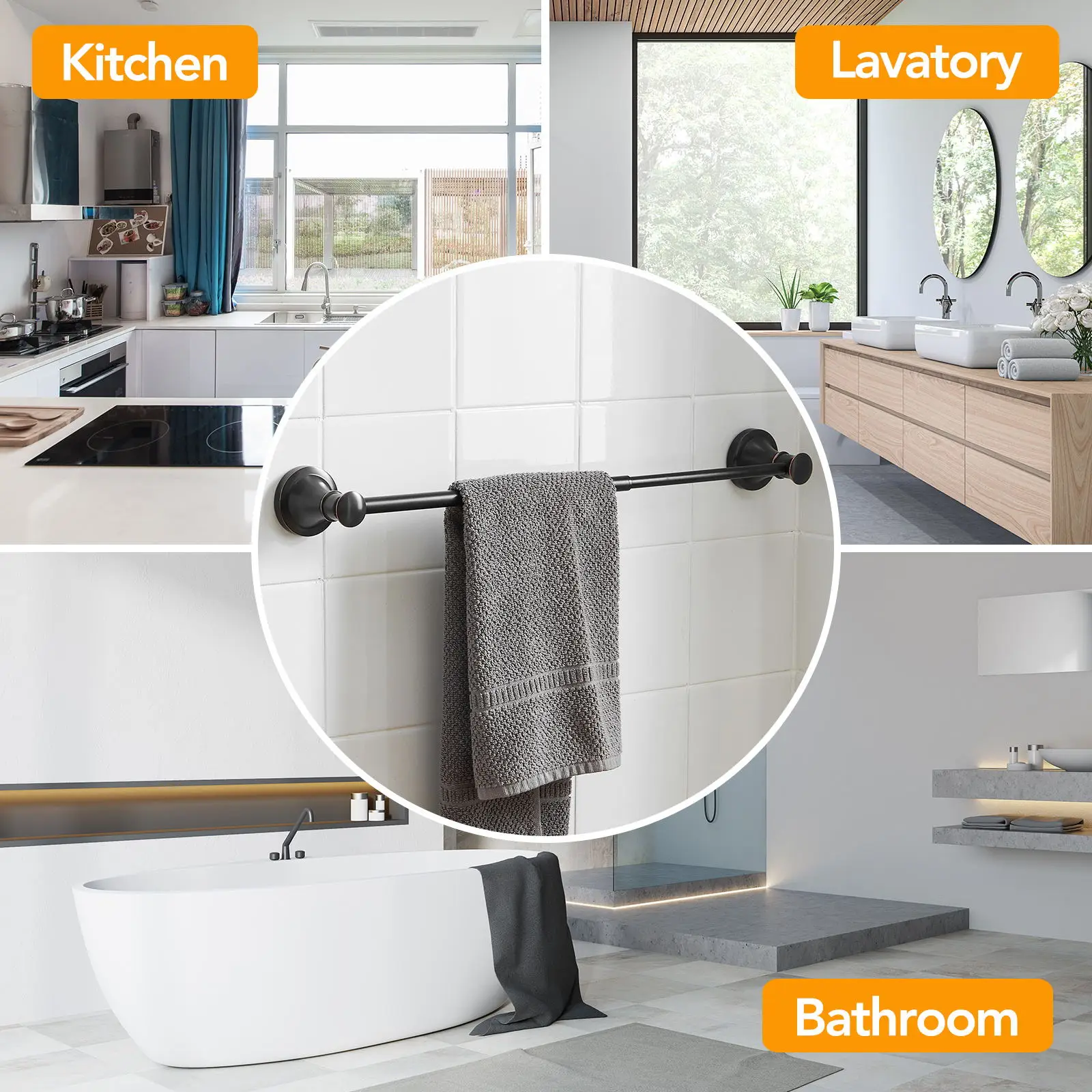 Stainless Steel Bathroom Accessories Wall Mounted Toilet Towel Rail Holder Single Towel Bar Rack