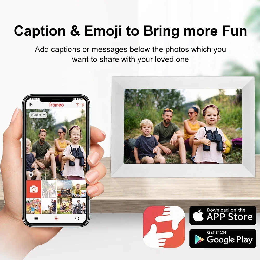 Hd ips wifi frameo app 10 inch lcd digital picture frame