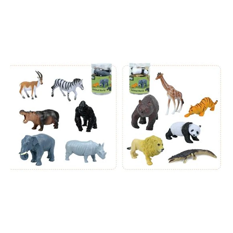 ANIMAL ALIVE Animal World Set - 2 Assorted Plastic Toy Wild Animals 16 PCS for Kids Perfect for Imaginative Play