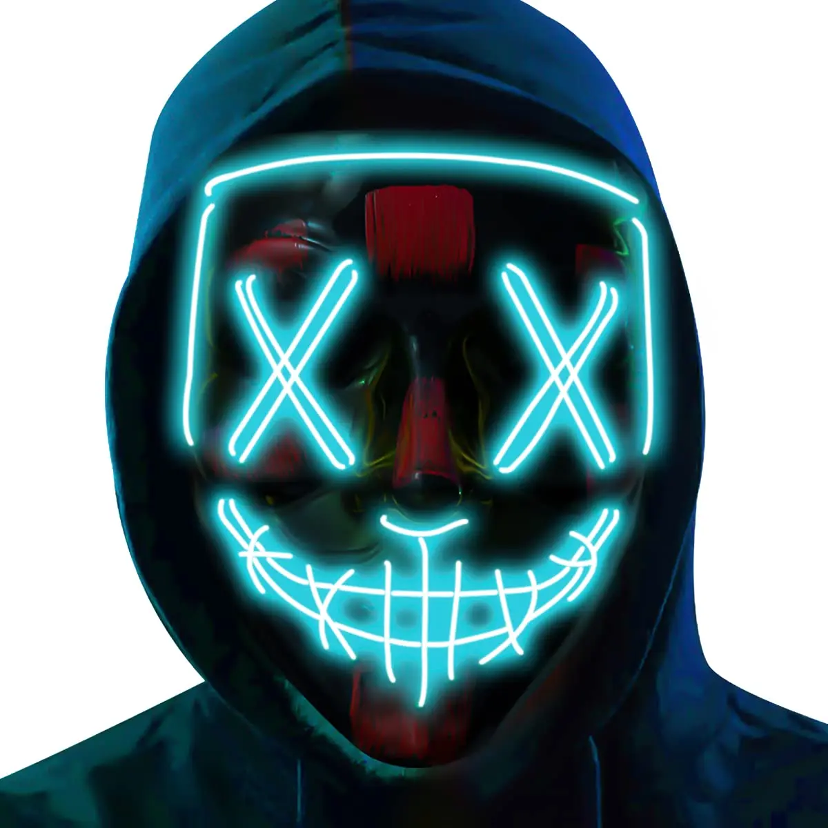 Halloween Novelty many color Mask Scary LED Light Up Mask Costume Masquerade Party Carnival Hacker Mask lights for Adults & Kids