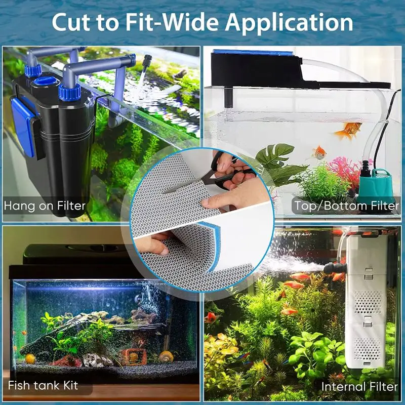 8D Aquarium Filter Sponge Media 8-Layer No Glue Filter Pads Fish Tanks Accessories Aquaseal Skimmer Pond Filter Cotton