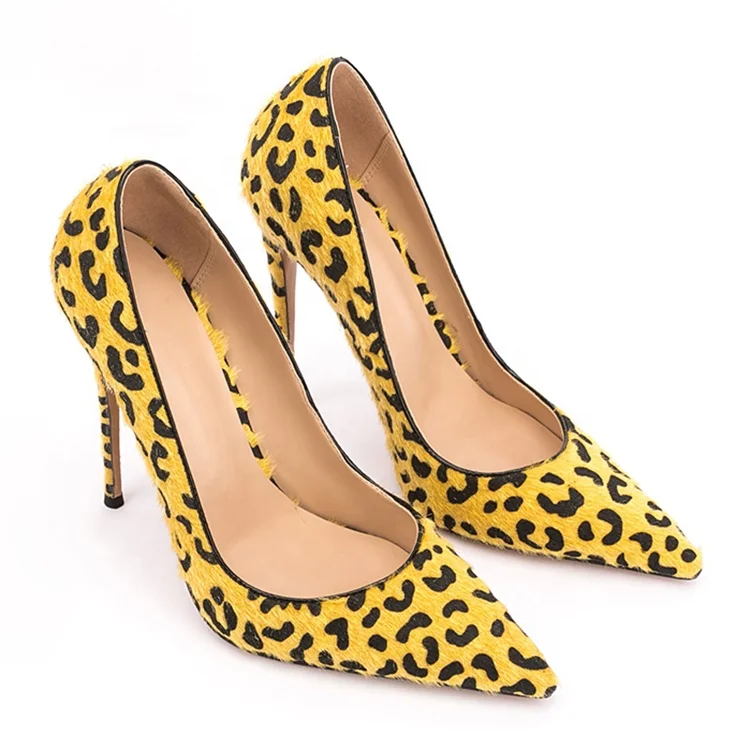 New colors yellow leopard print girls office pumps shoes 4.7 inches shoes women high heels