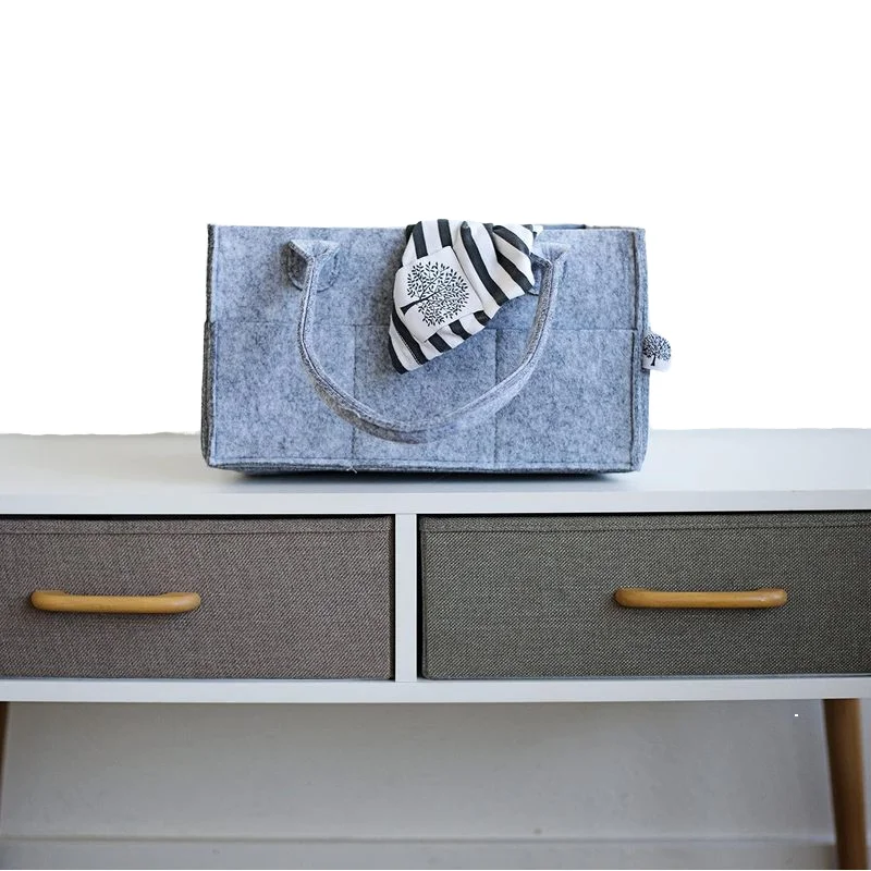 Premium Baby Diaper Organizer Portable Nursery Storage Bin Planner Caddy Heavy Duty 5mm Felt Zipper Pocket Car Seat Storage