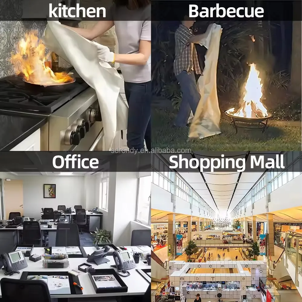 1m X 1m Flame Retardant Safety Fireproof Fiberglass Emergency Fire Extinguishers Blanket For Home Kitchen