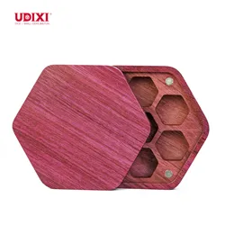 Udixi Hot sale Purple Heart Hexagon Wooden Dice Box RPG Dungeons and Dragons 7pcs Dice Case