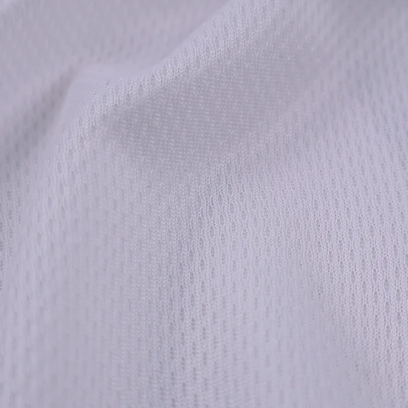 stock lot 75D/72F eyelet mesh football jersey fabric 100%polyester white bird eye mesh fabric for sublimation print