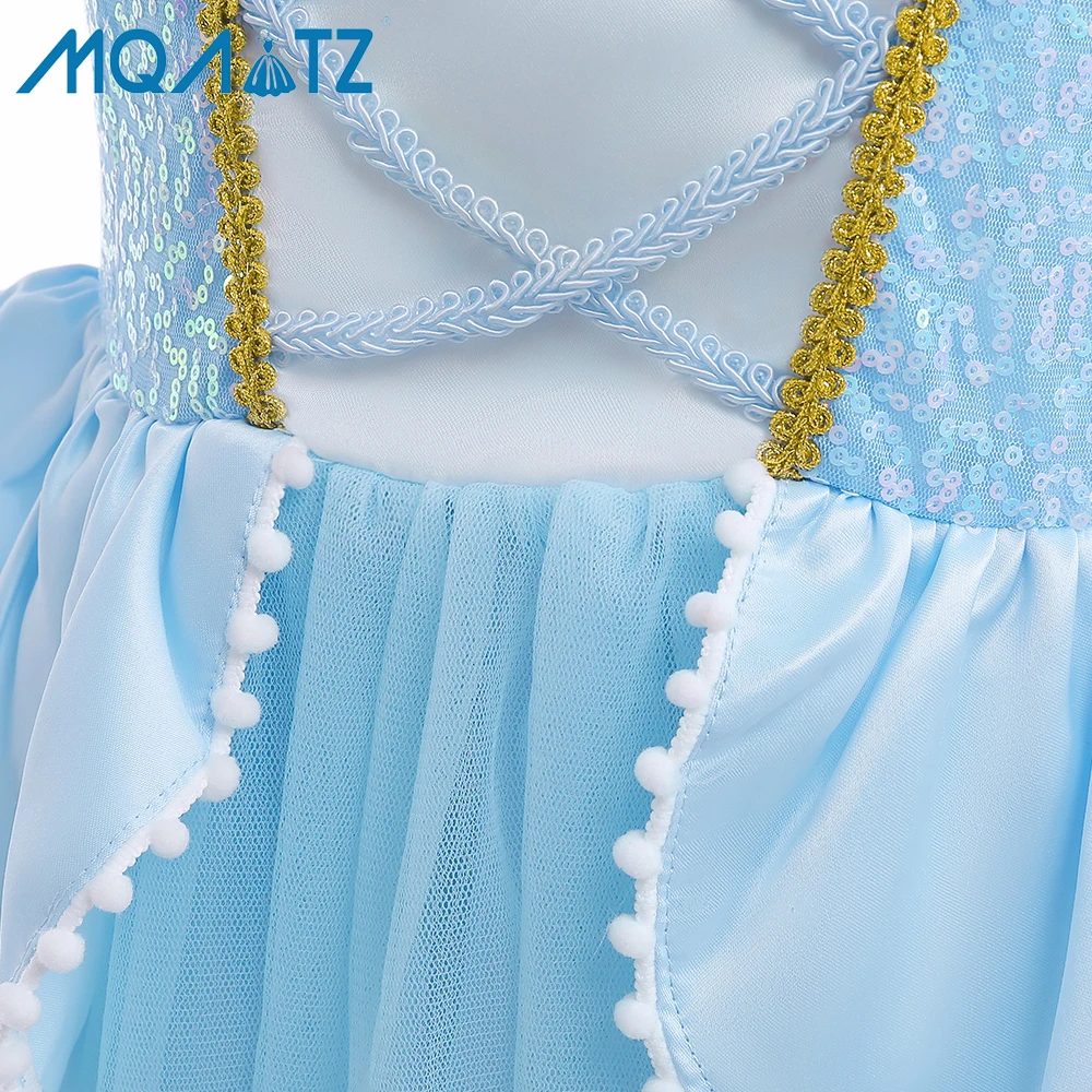MQATZ Pretty Children Princess Dress Halloween Costume Girls Birthday Dresses Blue Princess Party Dresses SMR048
