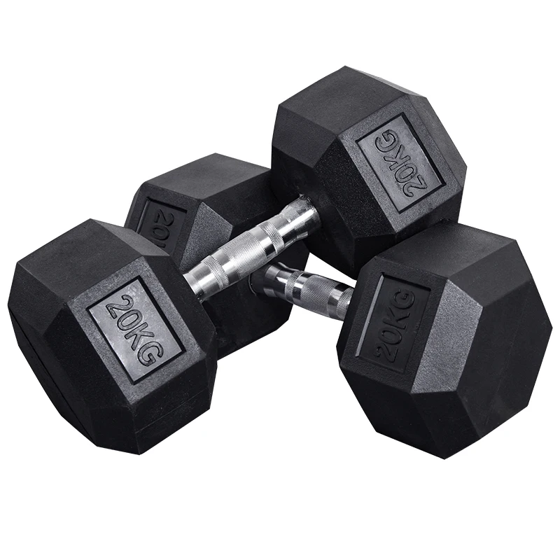 Home Gym Free Weightlifting Fitness Equipment LB KG Various Specifications Rubber Cast Iron Hexagon Dumbbell