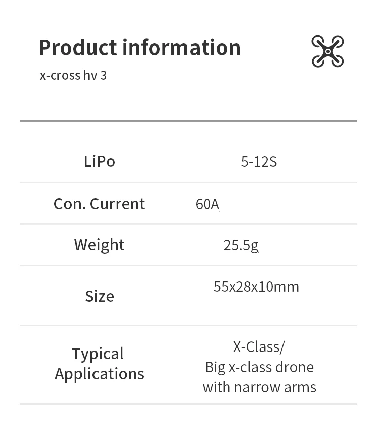 FLYCOLOR  HV3 60A ESC 5-12S BLHeli-32 Dshot Proshot 64MHz 32-Bit Speed Controller for Multi-Rotor Brushless RC FPV Racing Drone