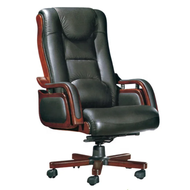 Black color comfortable soft artificial leather upholstered tilt mechanism office executive chair