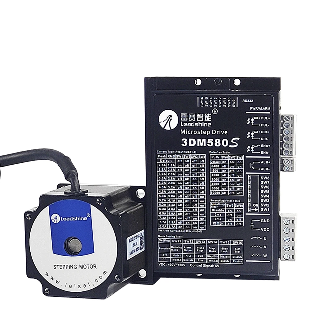 HUNST Leadshine Stepper Motor Driver Kit 3 Phase Stepper Motor 573S Series + 3DM580S for CNC Router Engraving Milling Machine