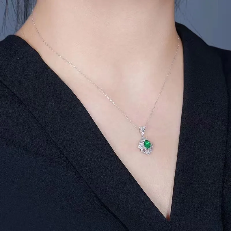 SGARIT custom fine jewelry Zambia 18k gold 0.72ct natural vivid green emerald necklace pendant necklace women natural gemstones