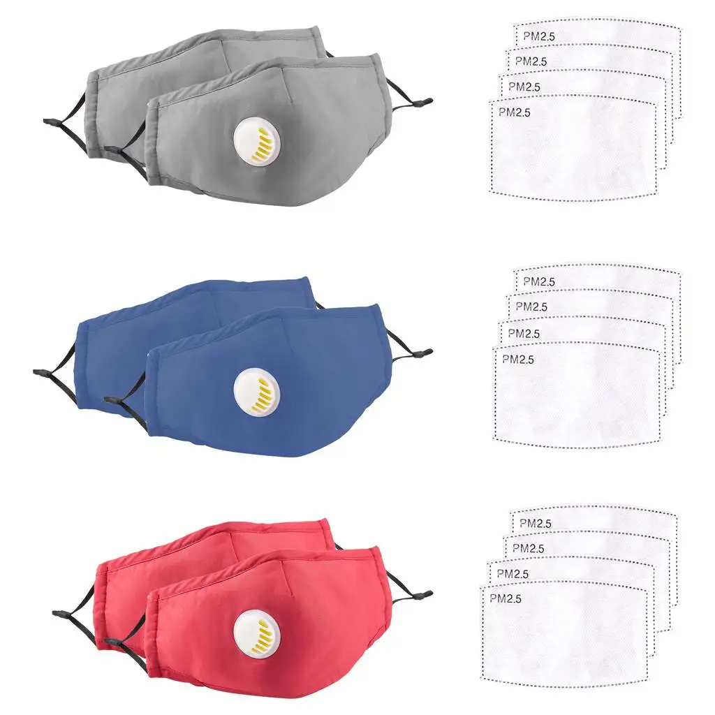 Two Reusable Cycling Face Mask with Carbon Filter For Outdoor Sports Protective Washable Face Mask