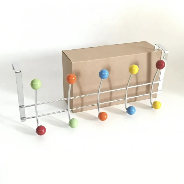 Door Hanger Coat Clothes Hat Over Door Hook Rack Metal Colorful Beads Door Hook Hanger