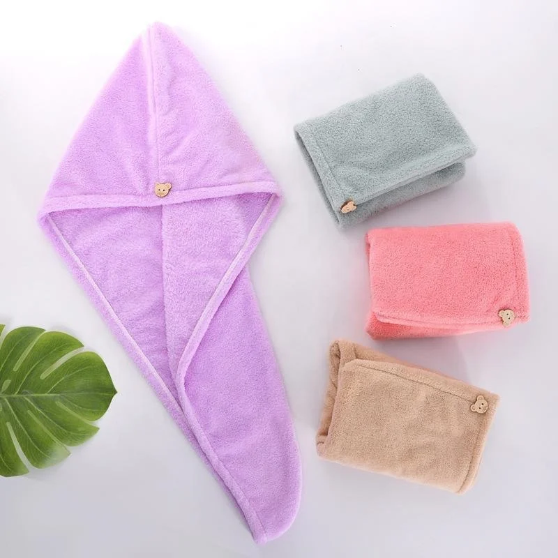 Absorbent Double-Layer Thickened Washcloth,Quick Coral Velvet Thickening Dry Hair Cap,For Women Dry Wrap Microfiber Hair Towel