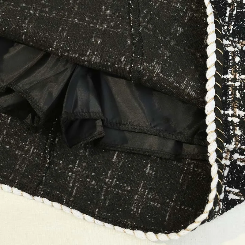 High Waist Slimming 2024 Buttons Skirts Double Breasted Wool Mini Skirt Tweed Skirts for Women