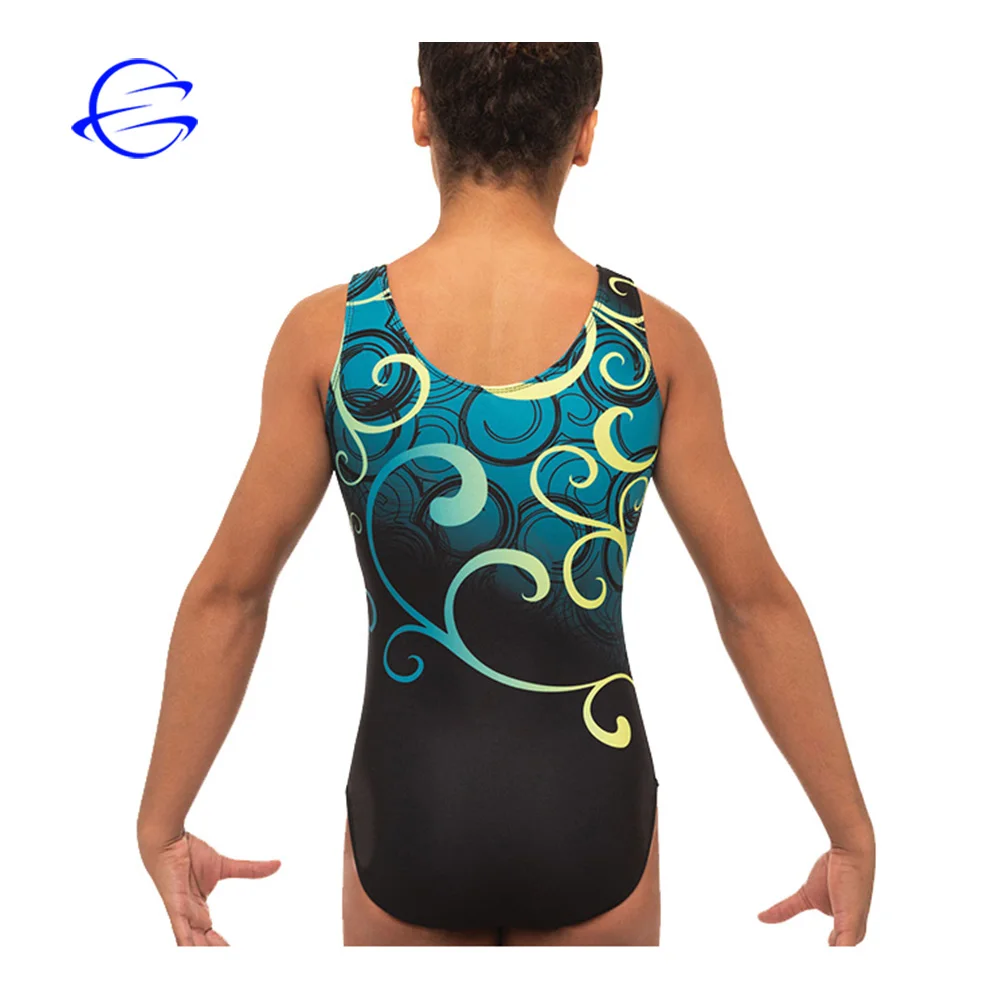 Stitching Fabric Gradient Color Rhythmics Gymnastics Leotards for Girls