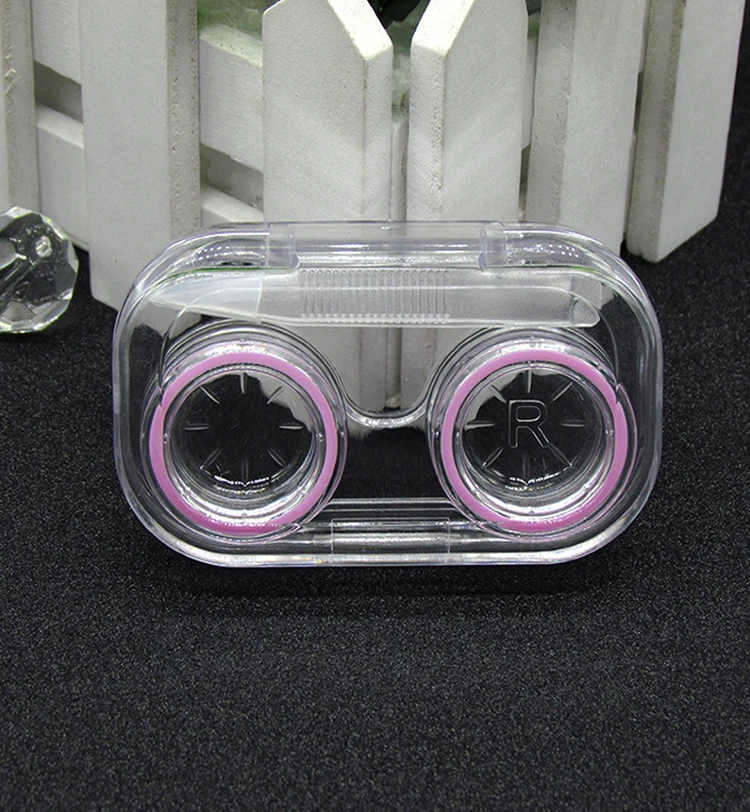 Оптовая продажа, портативный полностью прозрачный контейнер для контактных линз с логотипом на заказ