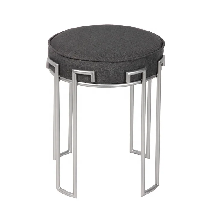 Bailey Velvet Round Storsge Ottoman  Pouf  with Metal Legs