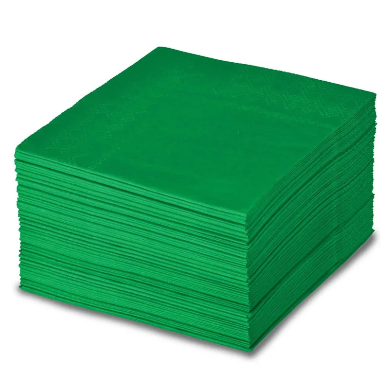 Factory Wholesale Hot Selling Custom Decoupage Solid Green Color Wedding Party Napkin Paper Tissue With Logo