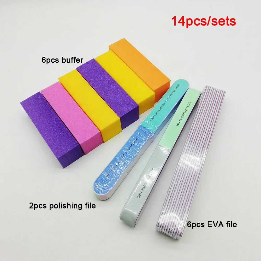 Professional Manicure Set Tools Kit Rectangular Art Care Block 12pcs/sets Nail Files And Buffers