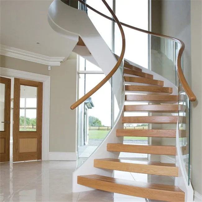 Original Factory One stop Services Glass Step Marble Stone Step External Steel Stair floating Stairs Spiral Curved Staircase