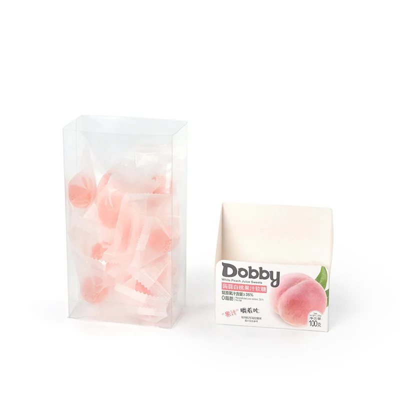 Custom Clear PVC PET RPET PP White Peach Juice Sweet Food Plastic Packaging Box