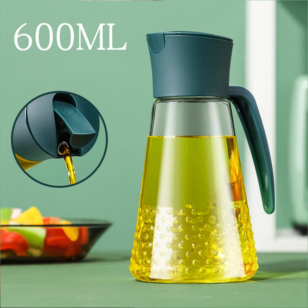600ml  Kitchen Auto Flip Olive Oil Dispenser Bottle with Drip-Proof Spout and Non-slip Handle