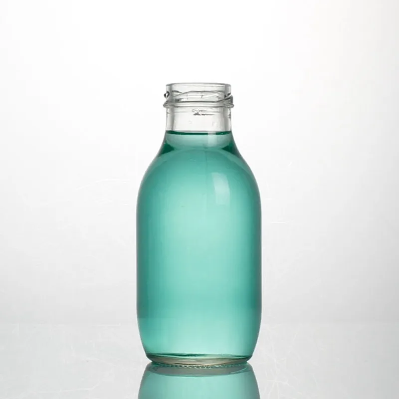 Оптовая продажа маленькие круглые стеклянные банки для молока 260 мл 330 пустые прозрачные бутылки с крышкой