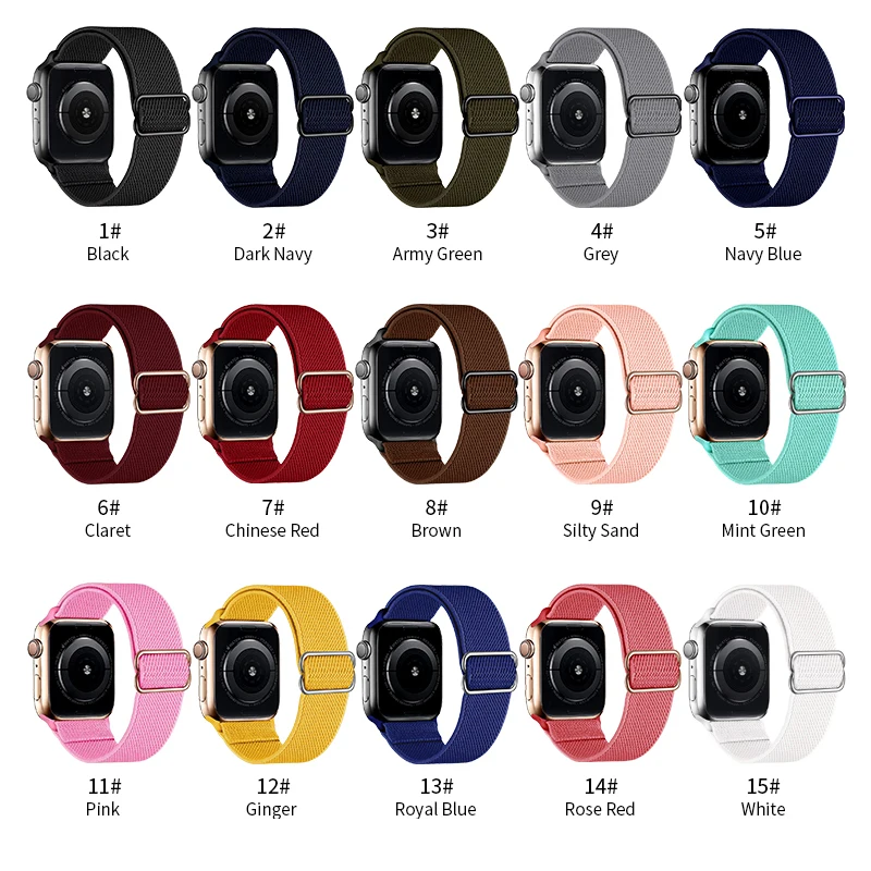  Эластичный нейлоновый ремешок для соло с Apple Watch 38 40 мм регулируемый эластичный плетеный спортивный iWatch 6 5 4