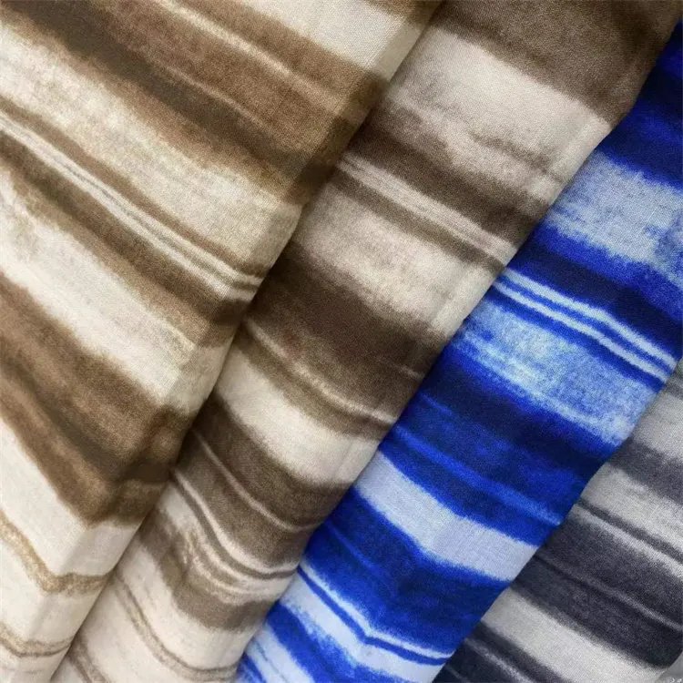 Factory custom stripe print Skin-friendly breathable cloth lyocell linen fabric wholesale