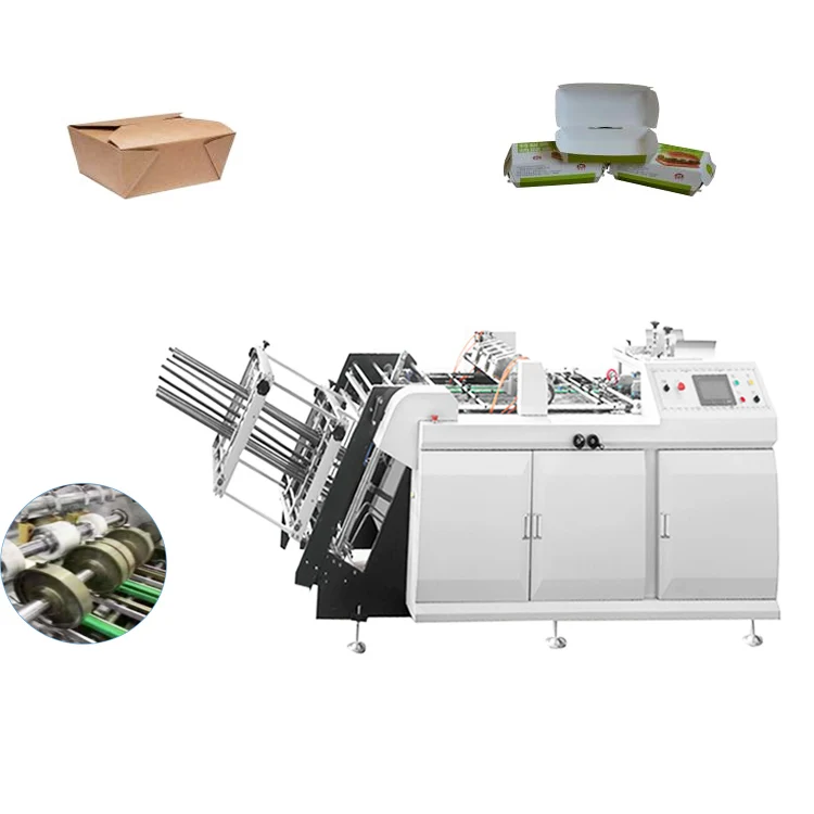 Disposable Automatic Round Paper Burger Lunch Carton Food Meal Takeaway Box Manufacturer Making Folding Machine