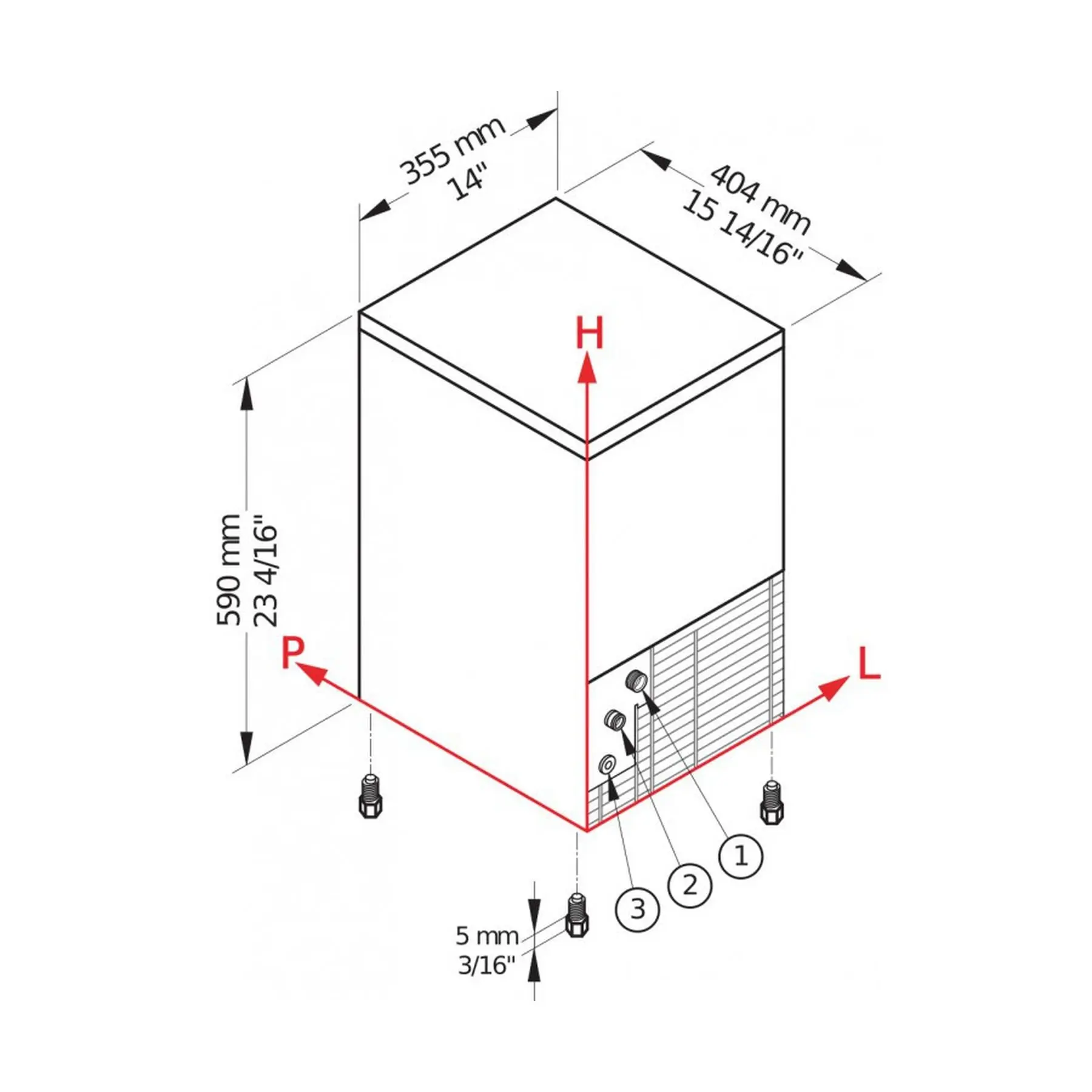 High Quality Electric Ice Maker with Built-In Container CB 184 HC Spray System up to 23 Kg Daily Production for Bottled Water
