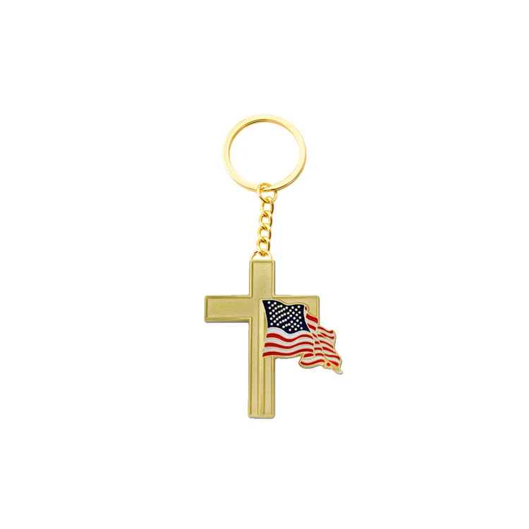 Wholesale Customized Enamel Jesus Church Religious Christian Cross Keychain Custom logo Cross Dove Keychains keyring Llavero Key