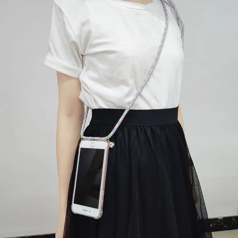 2020 New fashion mobilephone phone case   for phone X XS Mobil Rope Phone Case With Rope